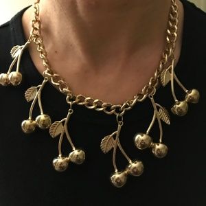 Topshop Cherry Gold Statement Necklace